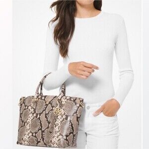Michael Kors Lenox Python Embossed Leather Satchel